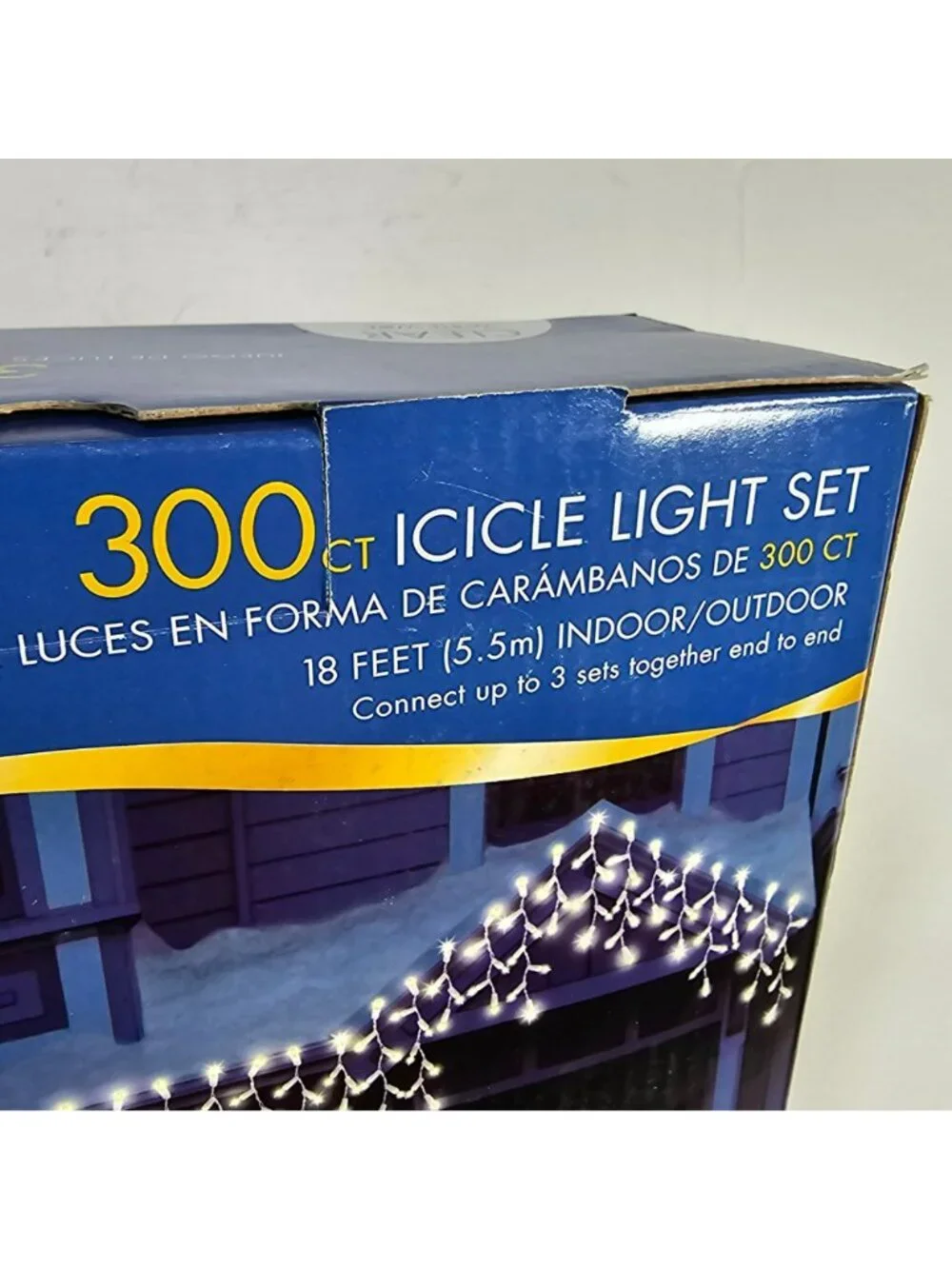 300ct Clear Light w/ White Wire Icicle Light Set 18ft Indoor/Outdoor Use NEW